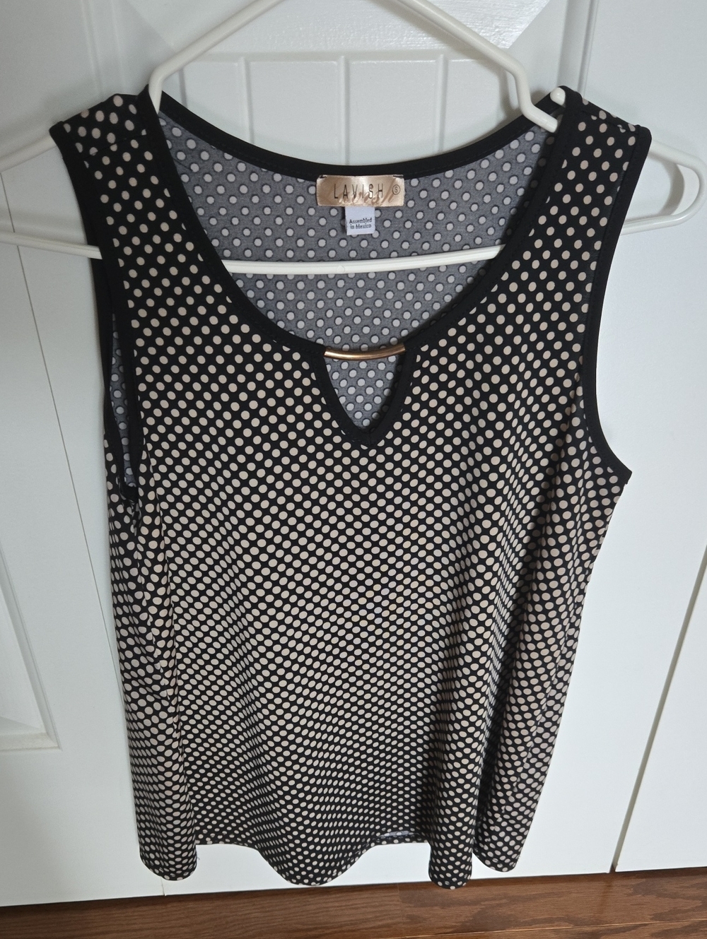 Lavish Alice Black & Cream Polka Dot Sleeveless Top